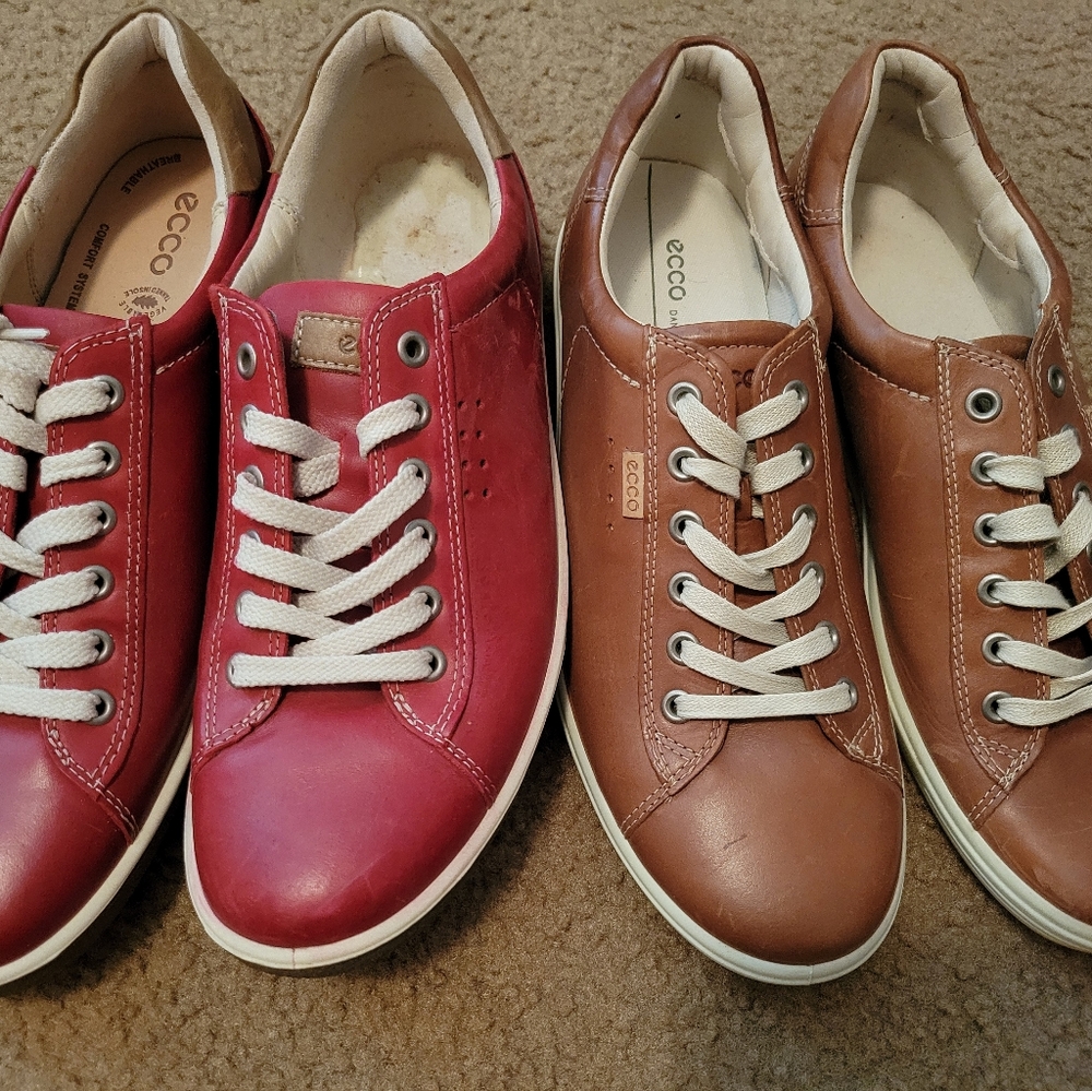 Ecco Leather Shoes Tan and Red size 41